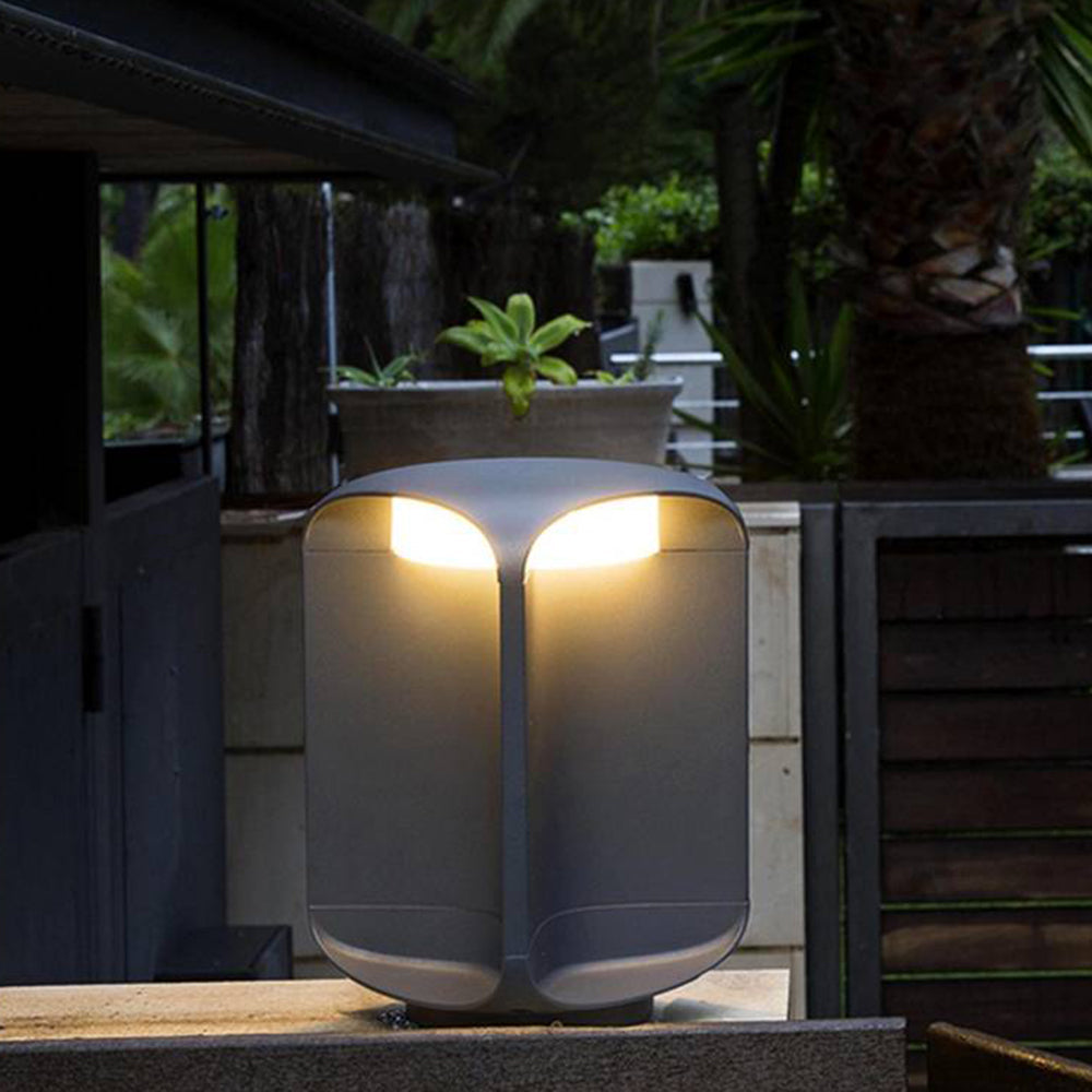 Ray Minimalist Cylinder Outdoor Floor Lamp, Metal/Glass, Black - Neutral Decor