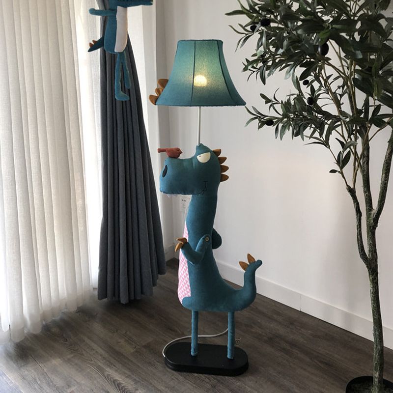 Minori Modern Dinosaur Metal/Fabric Floor Lamp - Neutral Decor