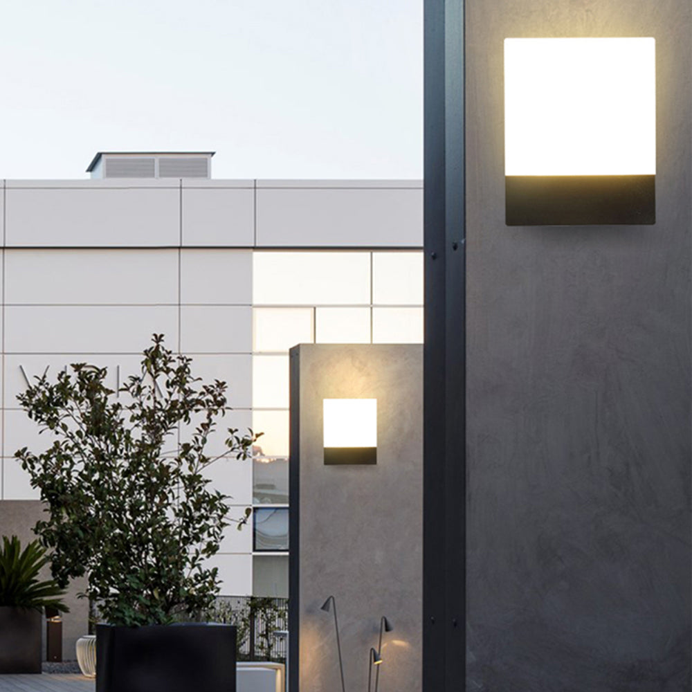 Ray Modern Sensor Rectangular Metal Outdoor Wall Lamp, Black/White - Neutral Decor