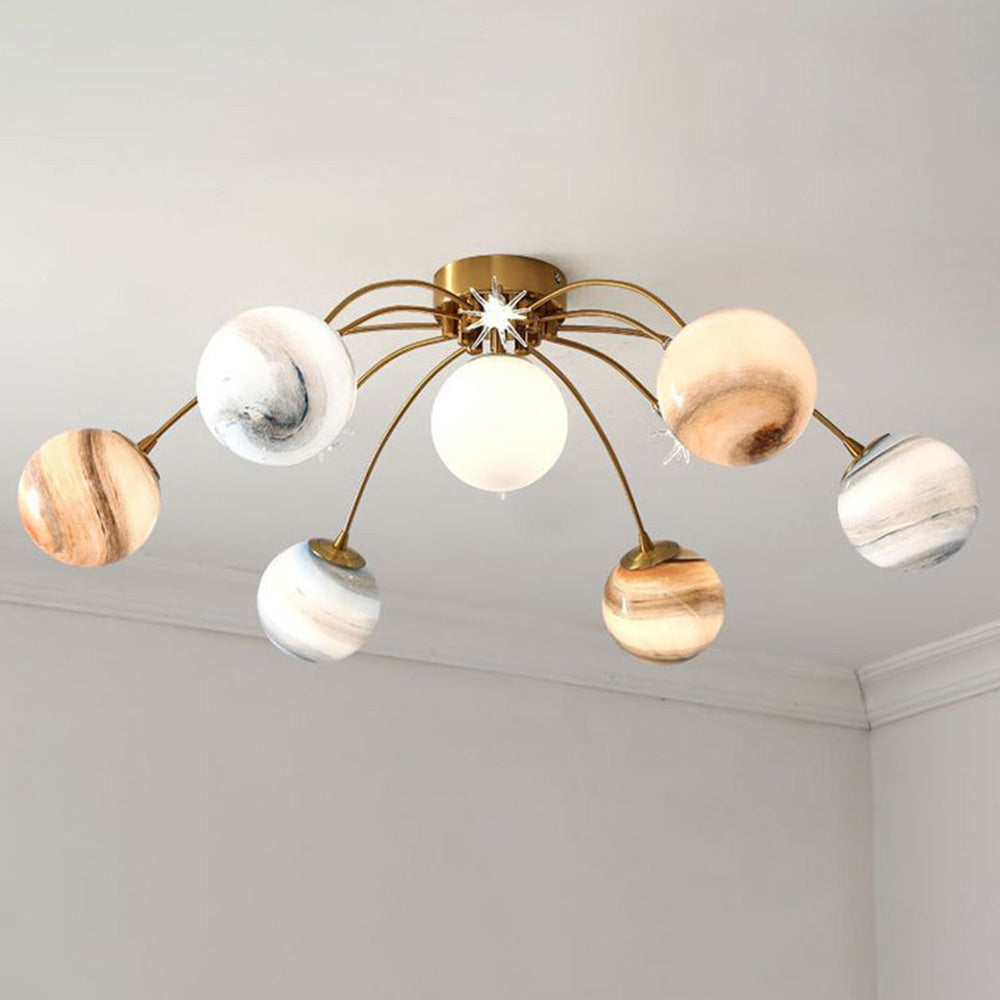 Aria Modern Planet Flush Mount Ceiling Light, Living Room - Neutral Decor