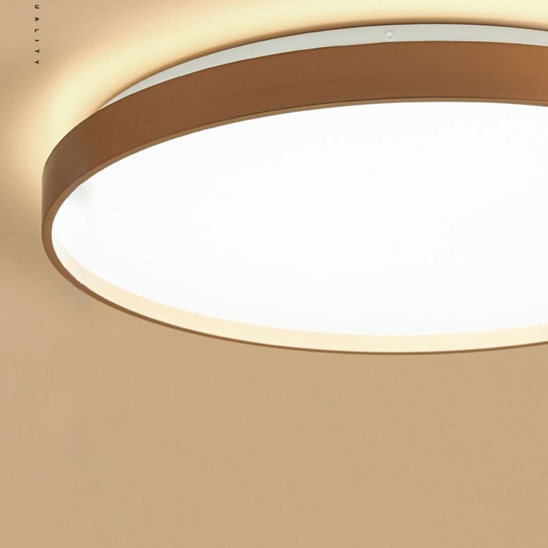 Arisha Minimalist Round Metal/Acrylic Flush Mount Ceiling Light, White/Coffee/Grey/Gold - Neutral Decor