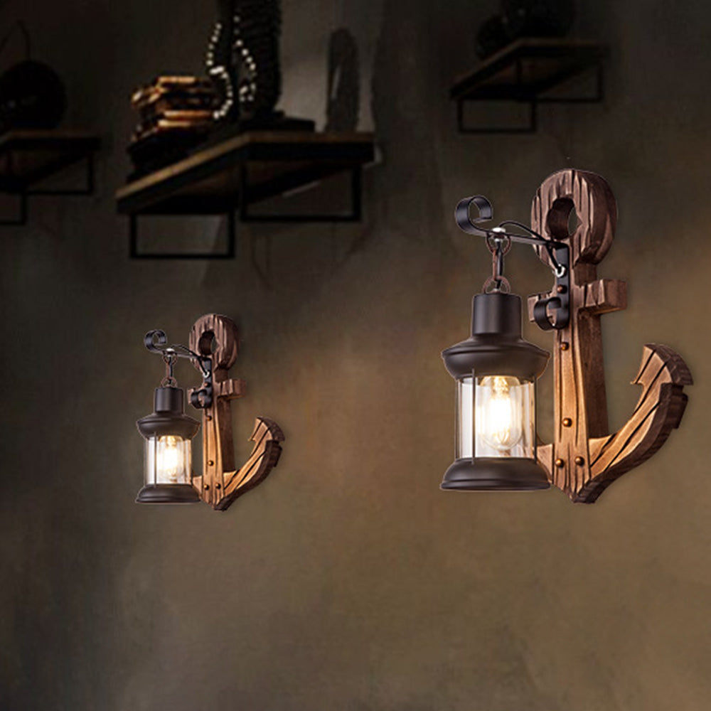 Epoch Anchor Lantern Wall Lamp, Vintage/Antique, Wood, Bedroom - Neutral Decor