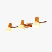 Muto Multi Dome Mirror Front Wooden Vanity Wall Lamp, Log Color - Neutral Decor