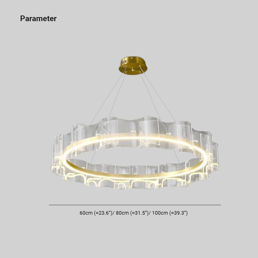 Arisha Creative Ring Metal/Arcylic Pendant Light, Gold - Neutral Decor