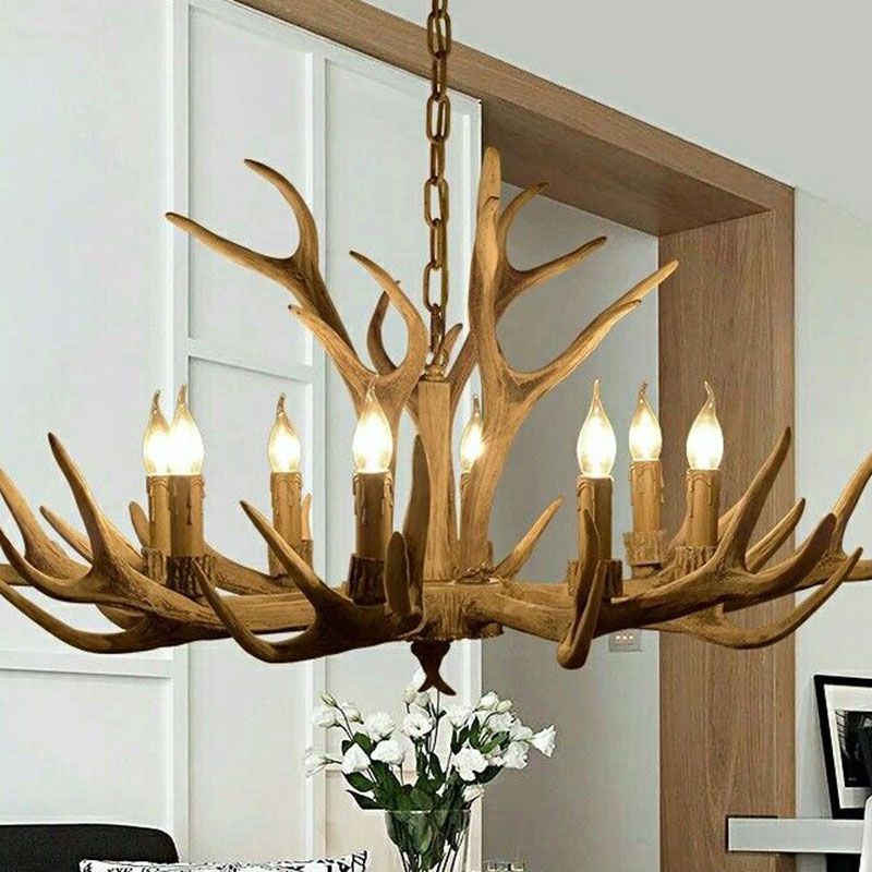 Silva Retro Deer Antlers Candle light Horn Resin Chandelier - Neutral Decor