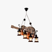 Epoch Retro Guitar Metal & Wood Pendant Light, 4 Heads - Neutral Decor