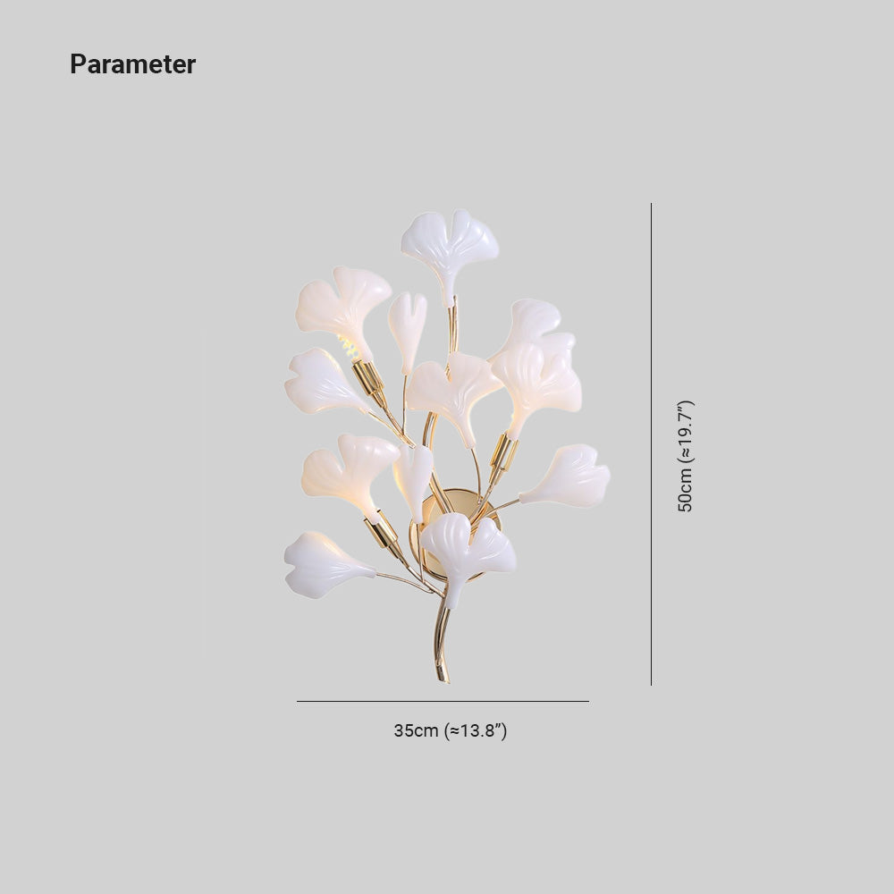 Olivia Decorative Flower in Golden White Ceramic Wall Lamp - Neutral Decor