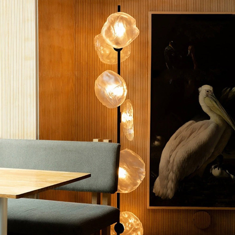Byers Luxury Flower Metal/Glass Floor Lamp, Black/Gold/Grey - Neutral Decor