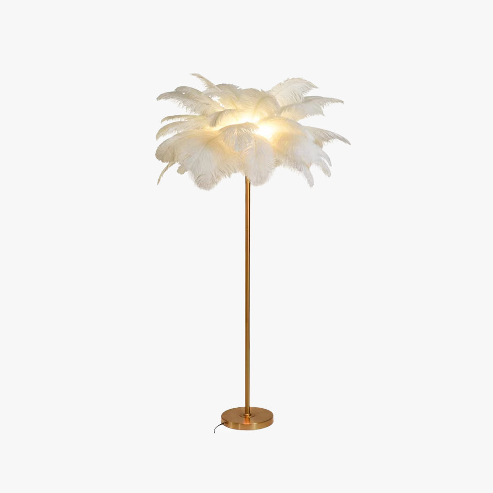 O'Moore Modern Natural Ostrich Feather Gold-plated Floor Lamp - Neutral Decor