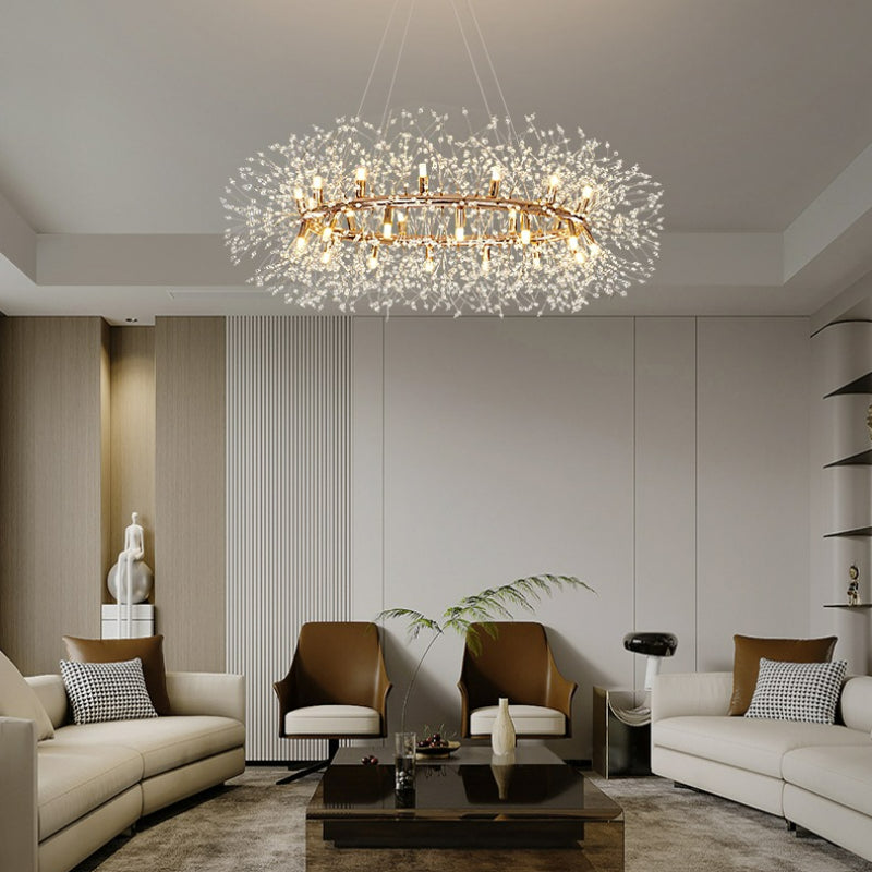 Arisha Modern Dandelion LED Pendant Light GoldCrystal Bedroom/Living Room - Neutral Decor