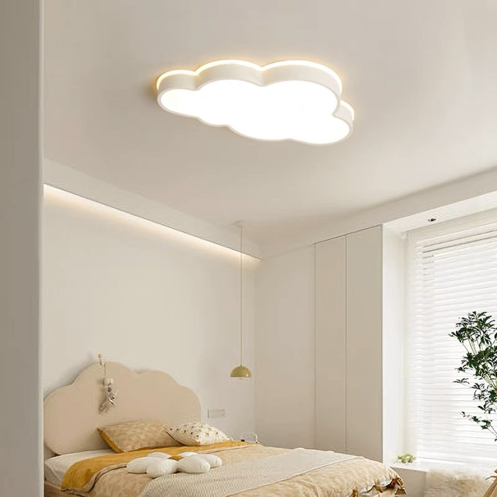 Arisha Modern Flush Mount Cloud Ceiling Light, White, Metal - Neutral Decor
