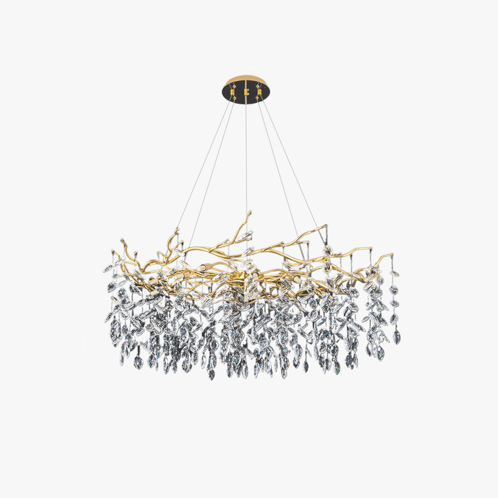 Kristy Contemporary Gold Glass Crystal Chandelier - Neutral Decor