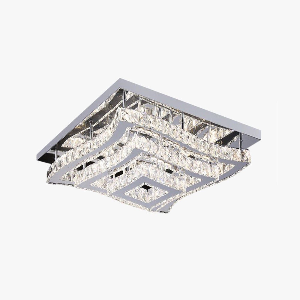 Kristy Luxury Square Metal/Glass Flush Mount Ceiling Light, Living Room - Neutral Decor