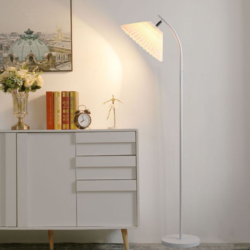 Ozawa Modern Arc Pleated Metal Fabric Floor Lamp, 3 Color - Neutral Decor