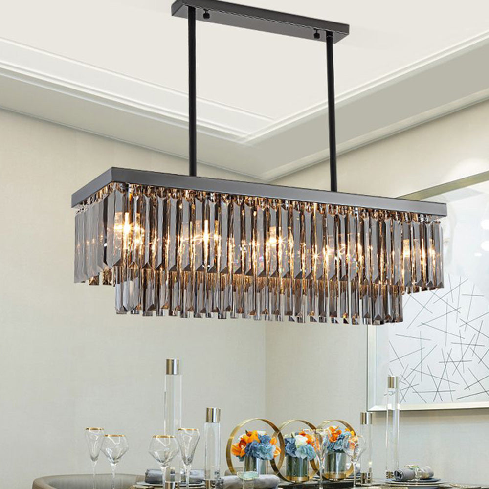 Kristy Design Rectangle Metal Pendant Light, Black - Neutral Decor