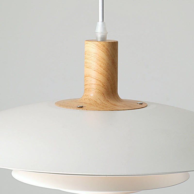 Valentina Modern LED Pendant Light White Wood Metal Bedroom - Neutral Decor