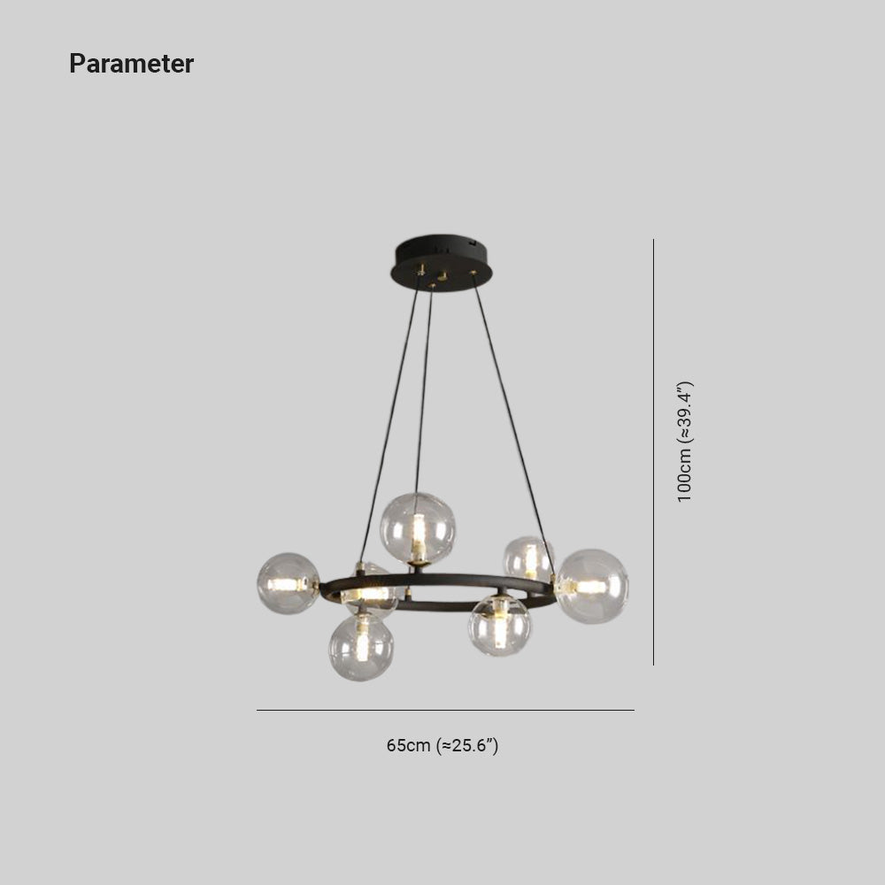 Valentina Modern Glass Globe Ring Chandelier, Gold/Black - Neutral Decor