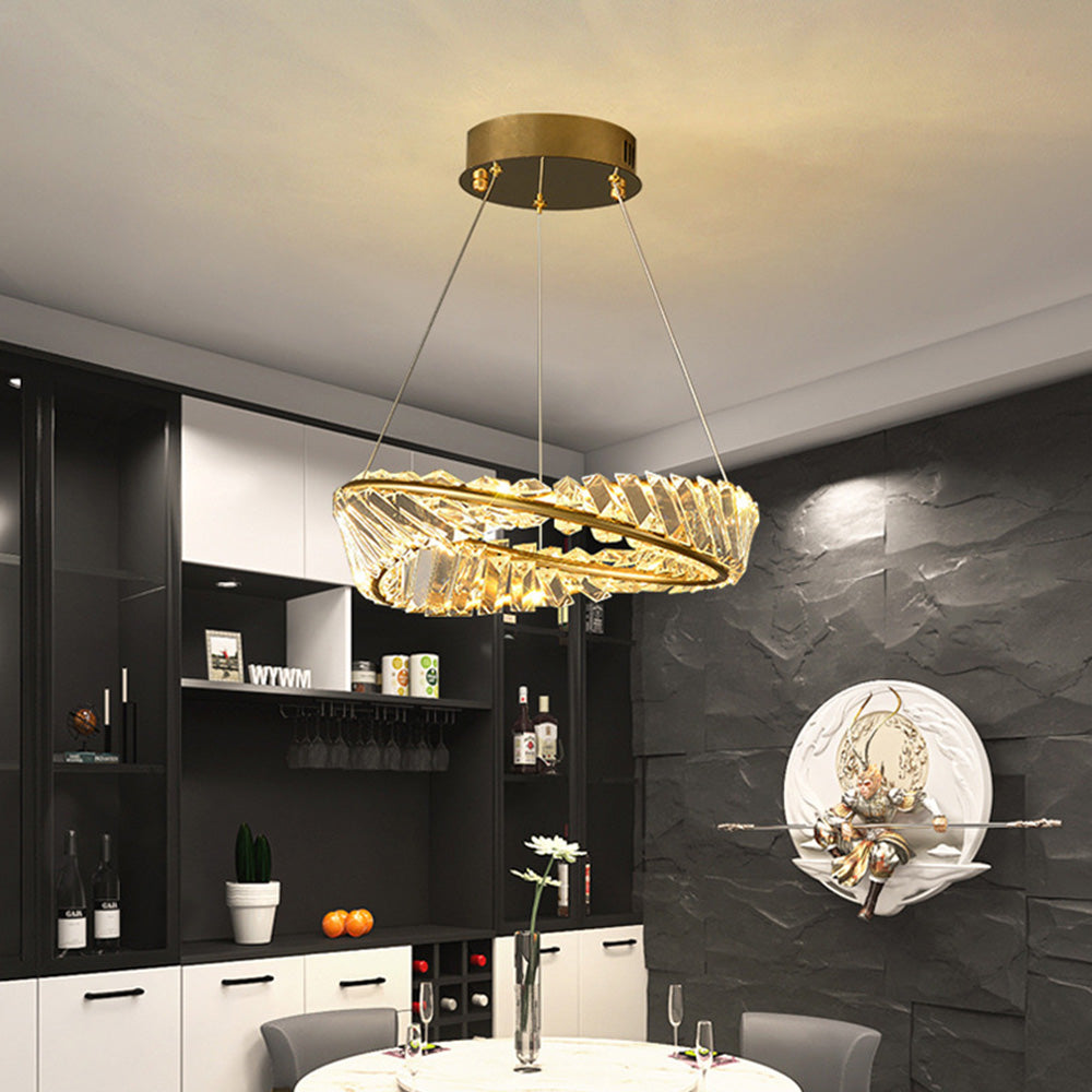 Kristy Modern Luxury Round Glass Chandelier, Gold - Neutral Decor