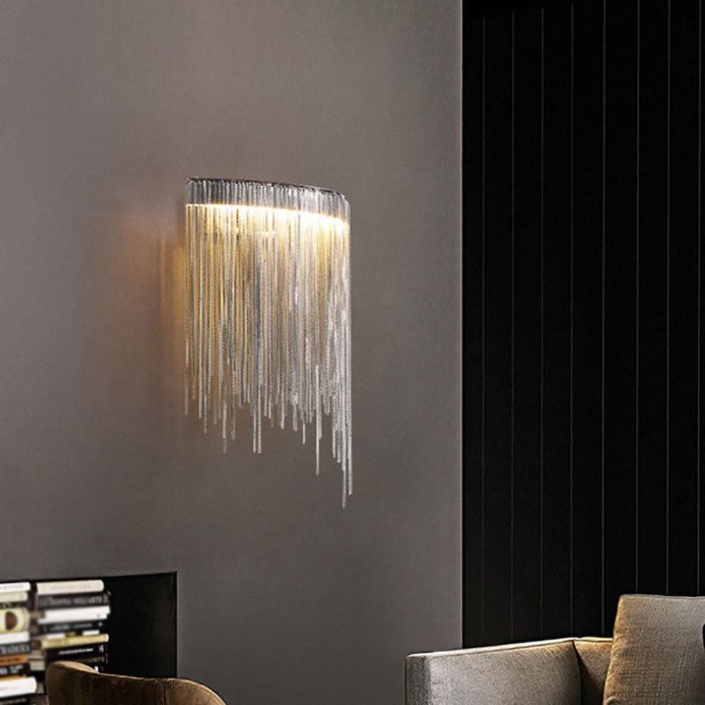 Arisha Wall Lamp Decorative/Modern, Tassel Chain, Silver, Living Room - Neutral Decor