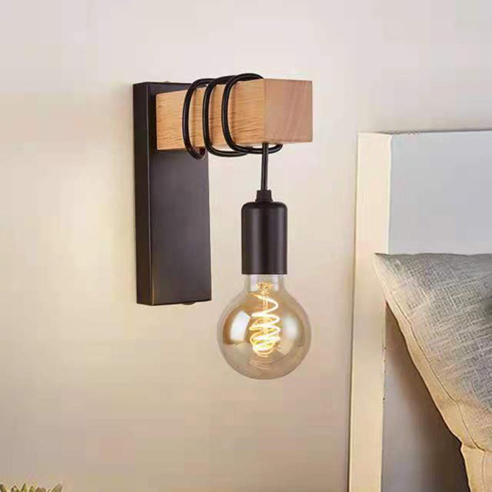 Silva Wall Lamp Bulb Industrial, Metal, Black/White, Living Room - Neutral Decor