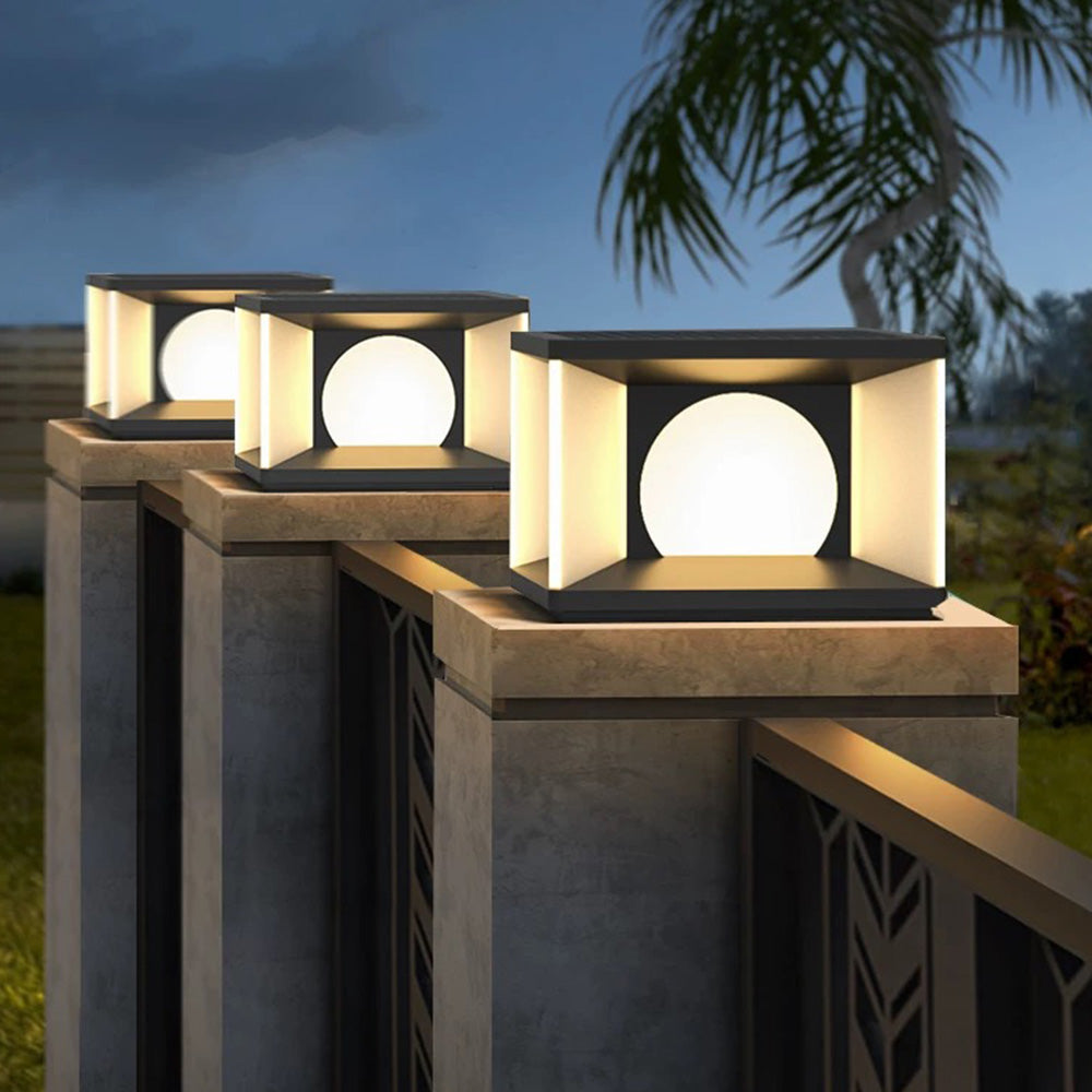 Aria Modern Square Metal Outdoor Light Post - Neutral Decor
