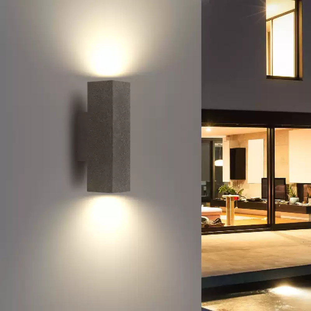 Ray Minimalist Cement Square Outdoor Wall Lamp, White - Neutral Decor