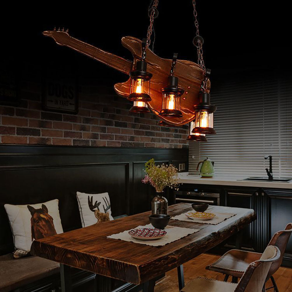 Epoch Farmhouse Guitar Pendant Light, Metal/Wood, Walnut - Neutral Decor