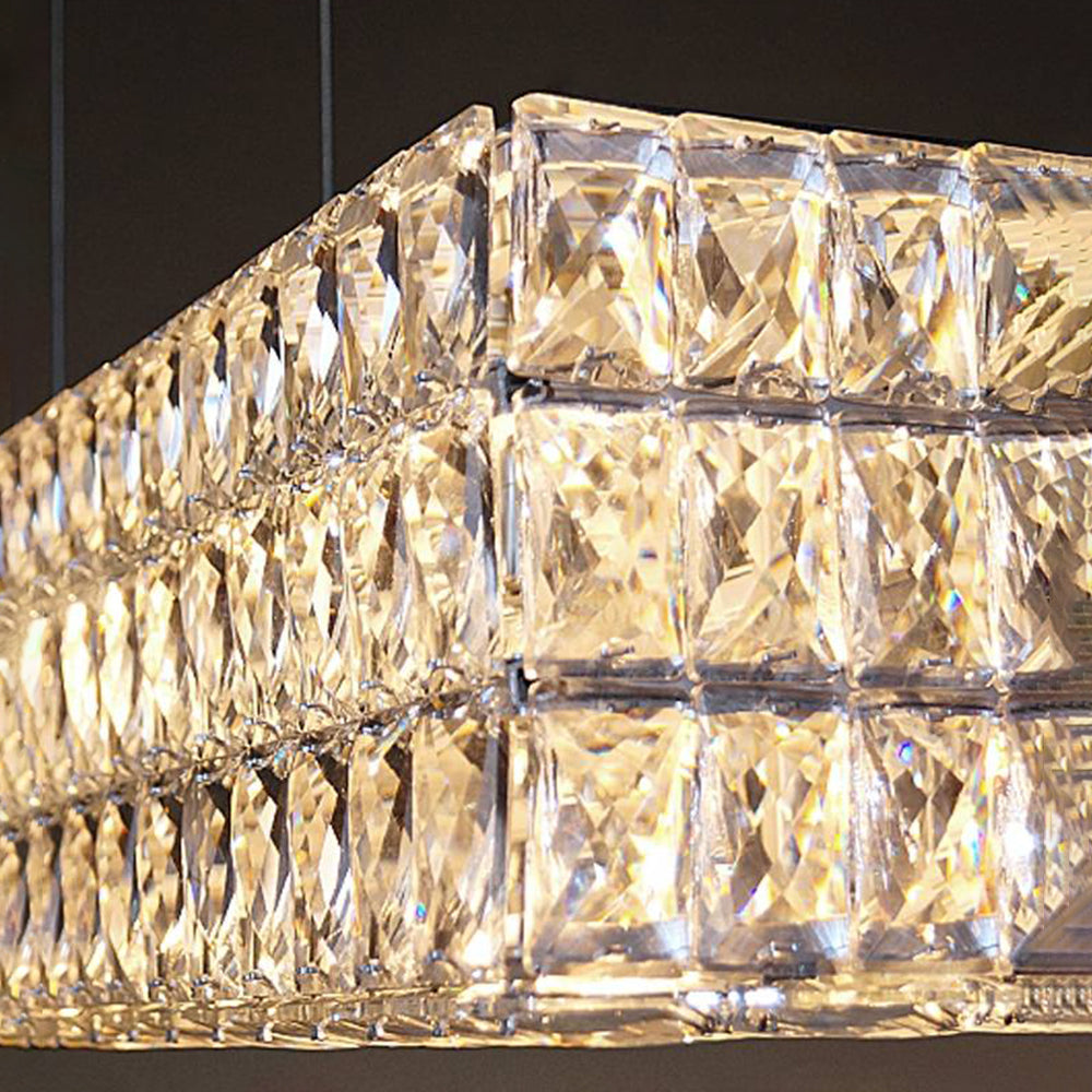 Kristy Rectangular Luxury Crystal Chandelier, 2 Colour - Neutral Decor