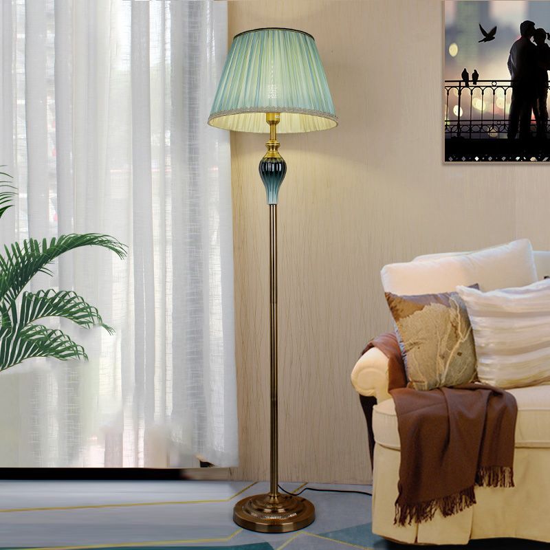 Eryn Antique Floor Lamp, Multi Colors, Metal/Fabric, Bedroom - Neutral Decor