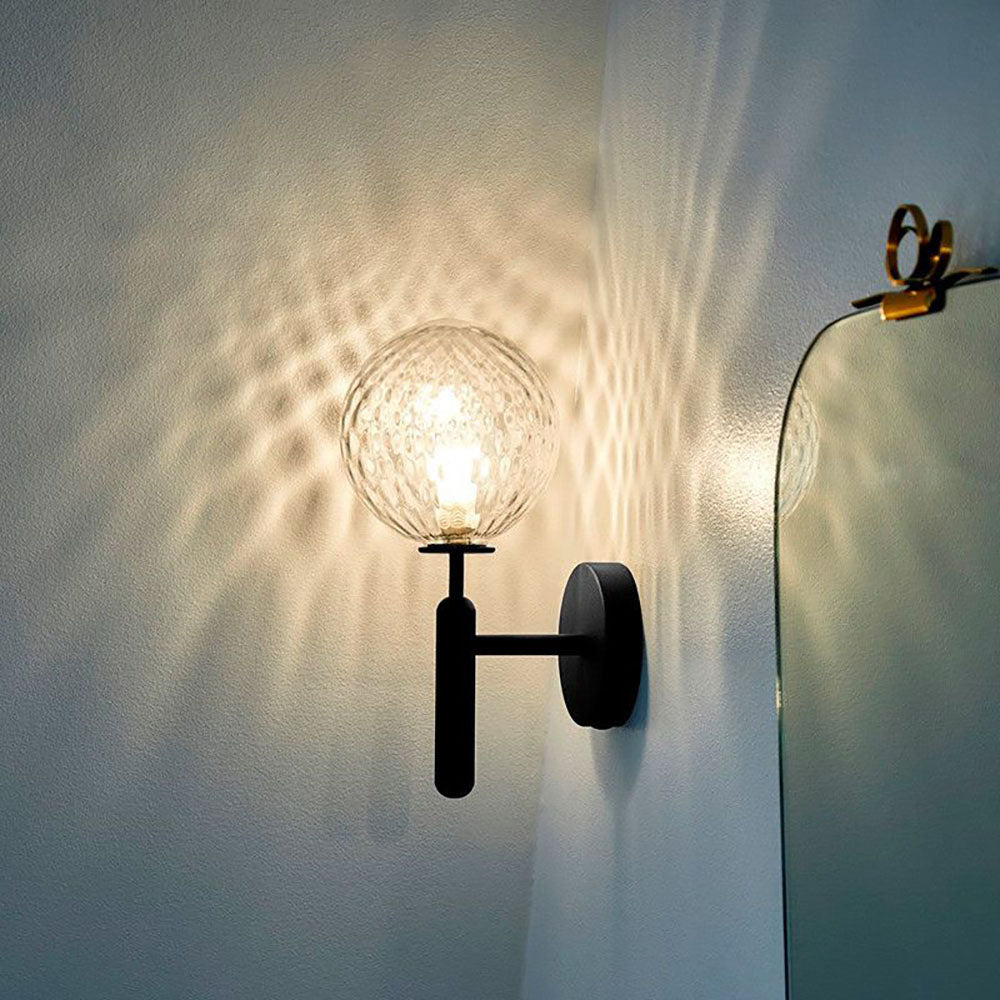 Valentina Wall Lamp Modern Globe, Metal/Glass, Black/Gold, Hallway - Neutral Decor