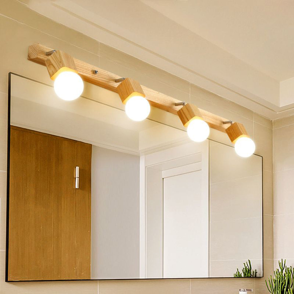 Muto Modern Square Globe Metal/Wood Wall Lamp, Vanity Light - Neutral Decor
