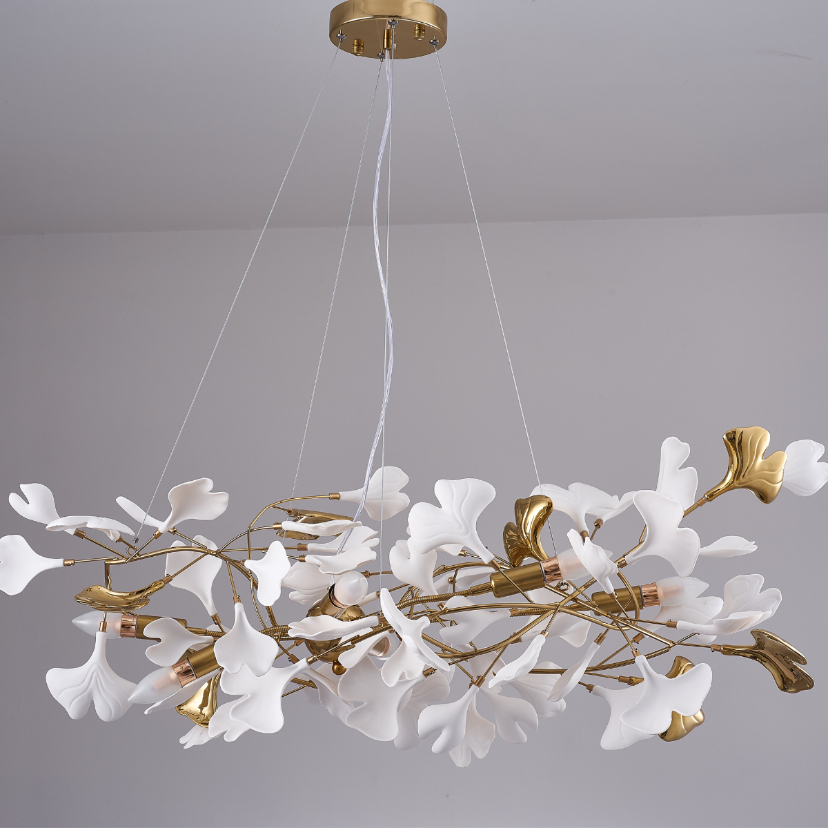 Olivia Luxury Ceramic Chandelier Large Foyer, Gingko leaf, Living Room - Neutral Decor