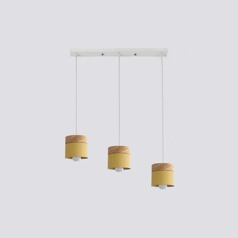 Valentina Modern Can Shape Metal/Wood Pendant Light - Neutral Decor