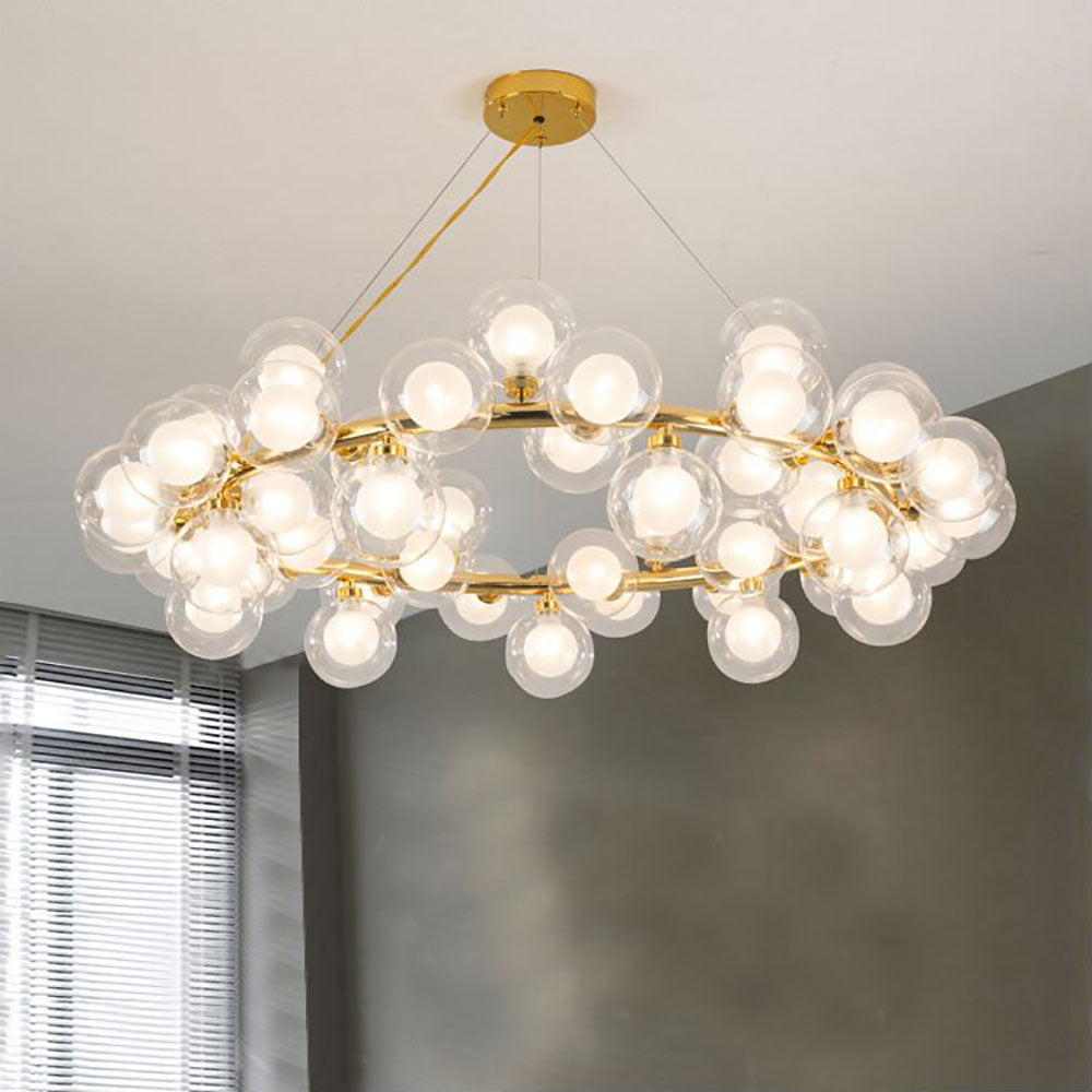 Valentina Modern Gold Bubble Pendant Light, Metal & Glass - Neutral Decor