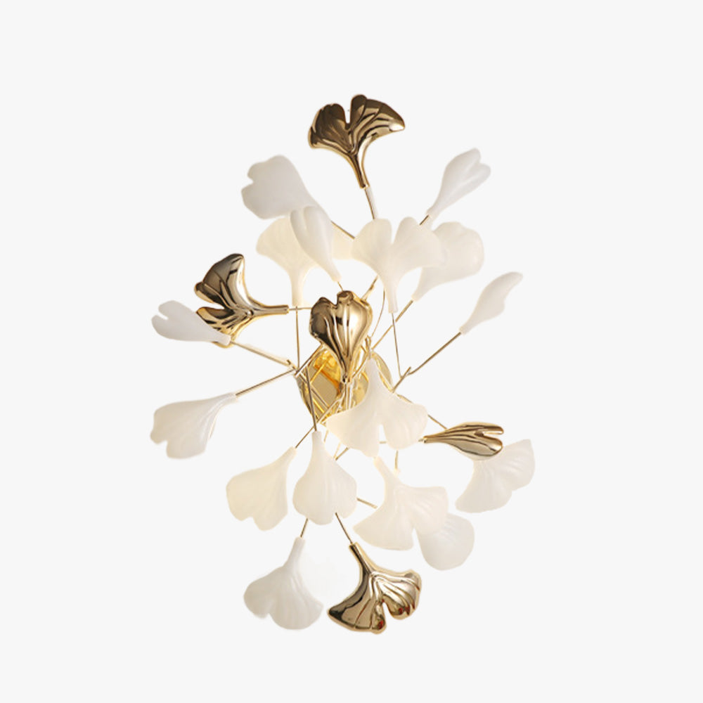 Olivia Decorative Flower in Golden White Ceramic Wall Lamp - Neutral Decor