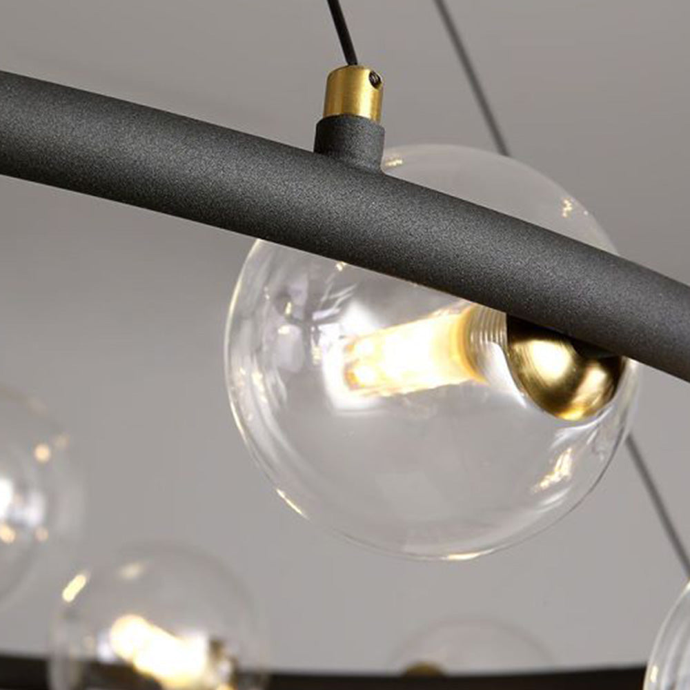 Valentina Modern Glass Globe Ring Chandelier, Gold/Black - Neutral Decor
