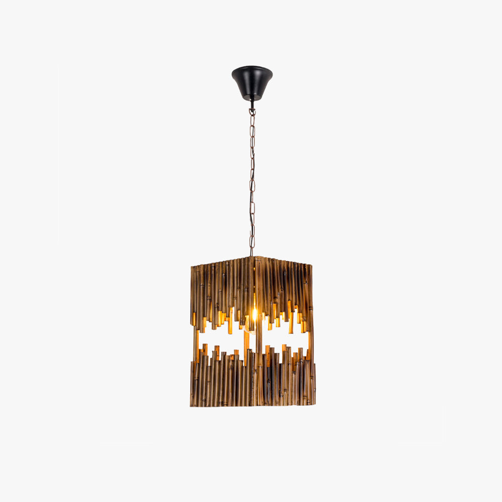 Epoch Retro Rectangular Metal/Wood Pendant Light - Neutral Decor