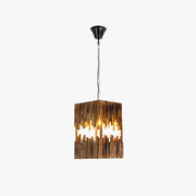 Epoch Retro Rectangular Metal/Wood Pendant Light - Neutral Decor