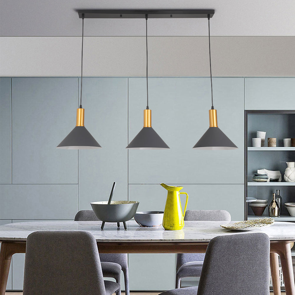 Arisha Modern Minimalist Conic Industrial Cluster Pendant Light, Blue, Metal - Neutral Decor