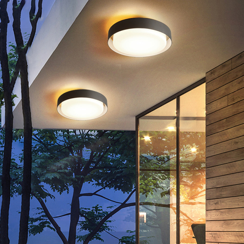 Ray Modern Round Flush Mount Ceiling Light, Metal/Acrylic, White/Black - Neutral Decor