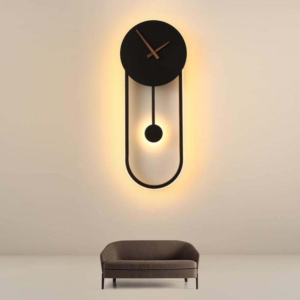 Arisha Nordic Clock Wall Lamp, Gold & Black - Neutral Decor
