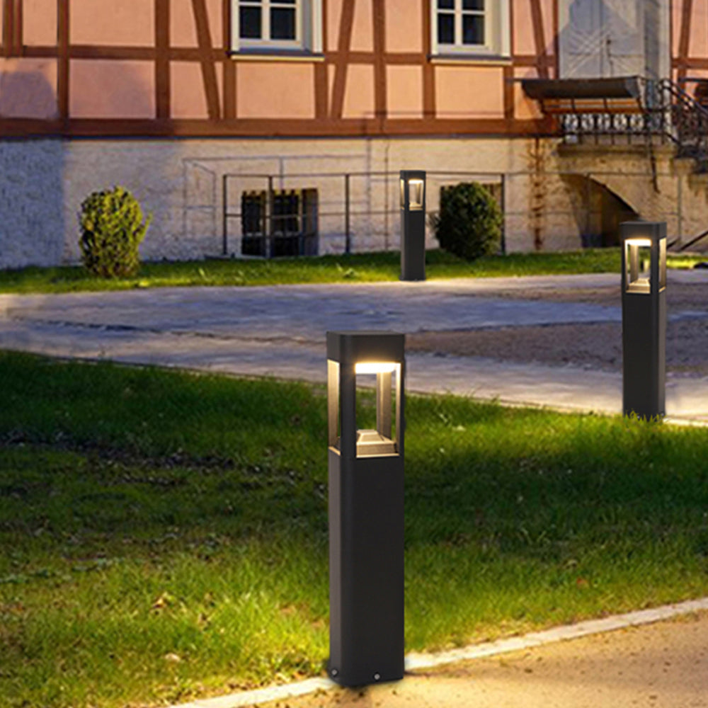 Ray Metal Rectangular Hollow Outdoor Path Light, Black - Neutral Decor