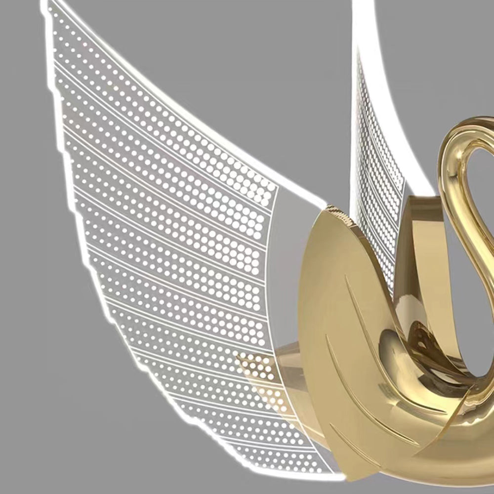 Arisha Art Deco Swan Acrylic/Metal Wall Lamp, Gold/Rose Gold - Neutral Decor