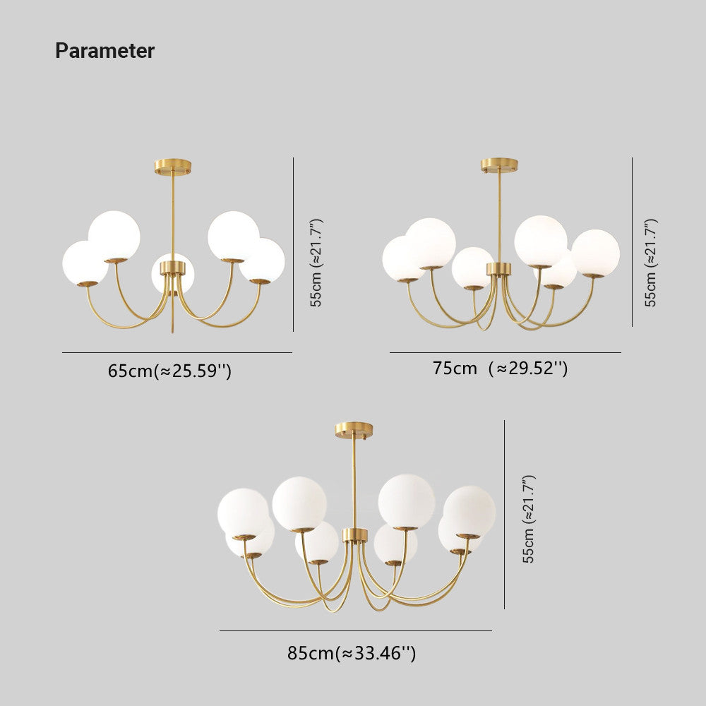Valentina Modern Ball Bubble Metal/Glass Chandelier, Gold - Neutral Decor