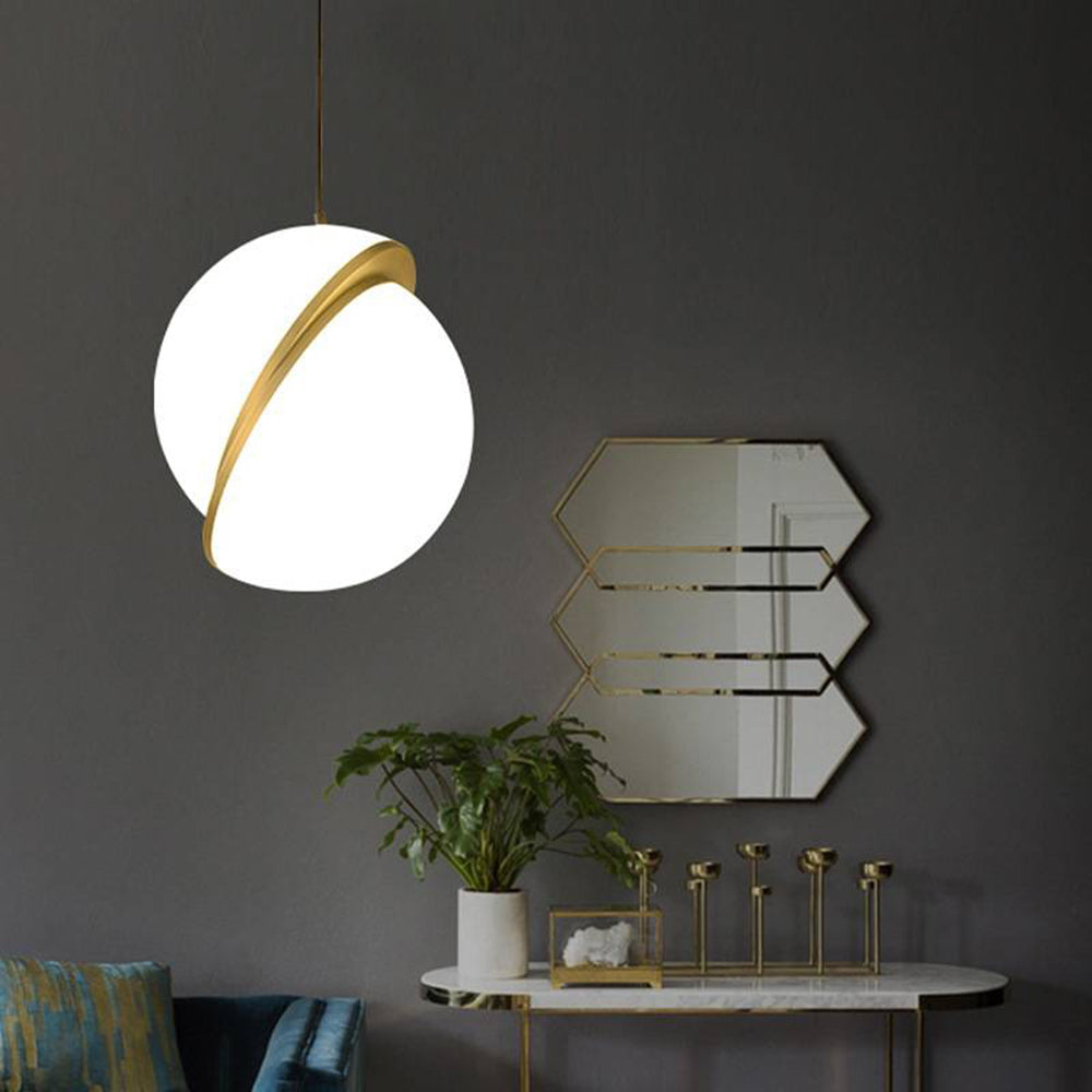 Valentina Simple Pendant Light, Gold & White - Neutral Decor