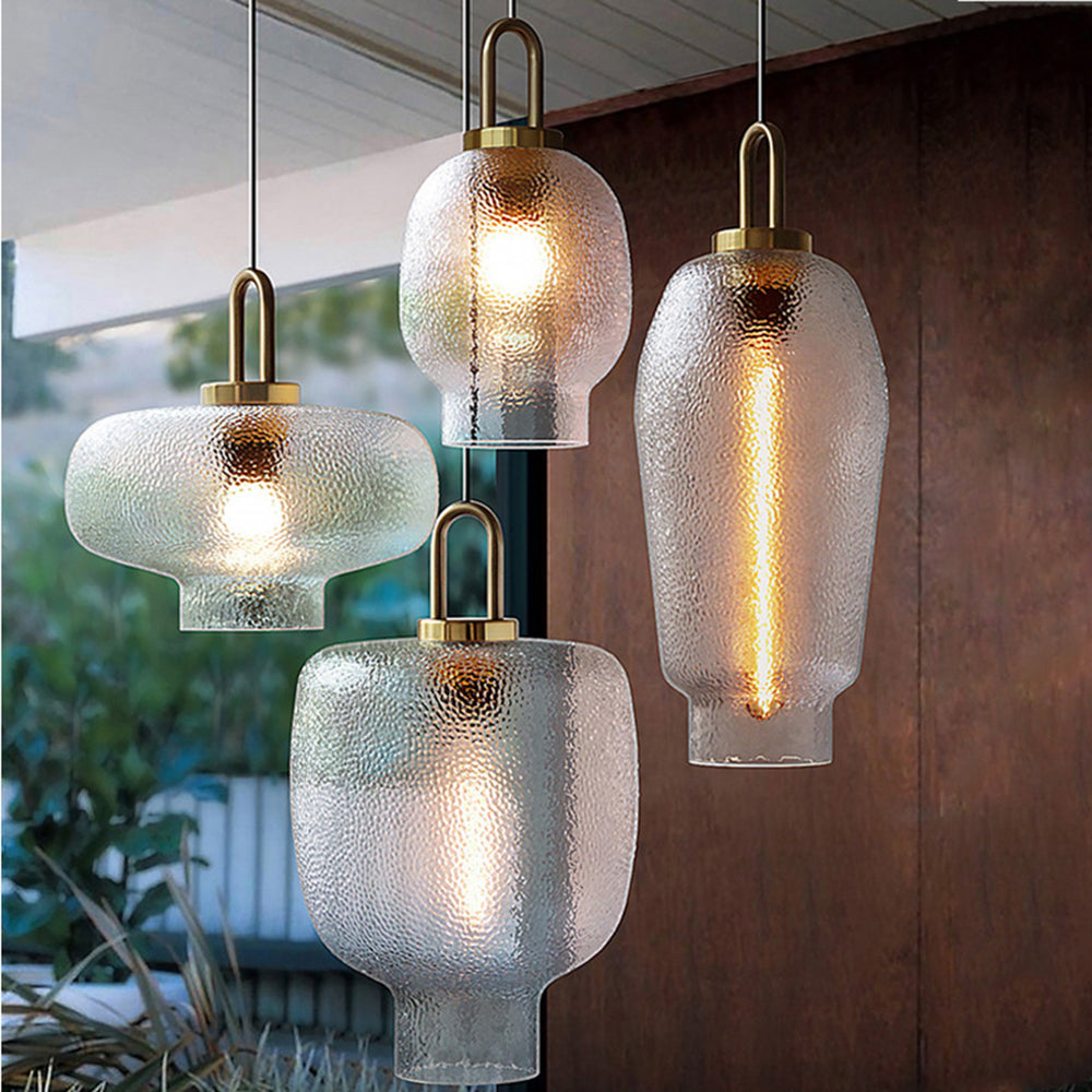 Valentina Minimalist Blown Frosted Clear Glass Pendant Light - Neutral Decor