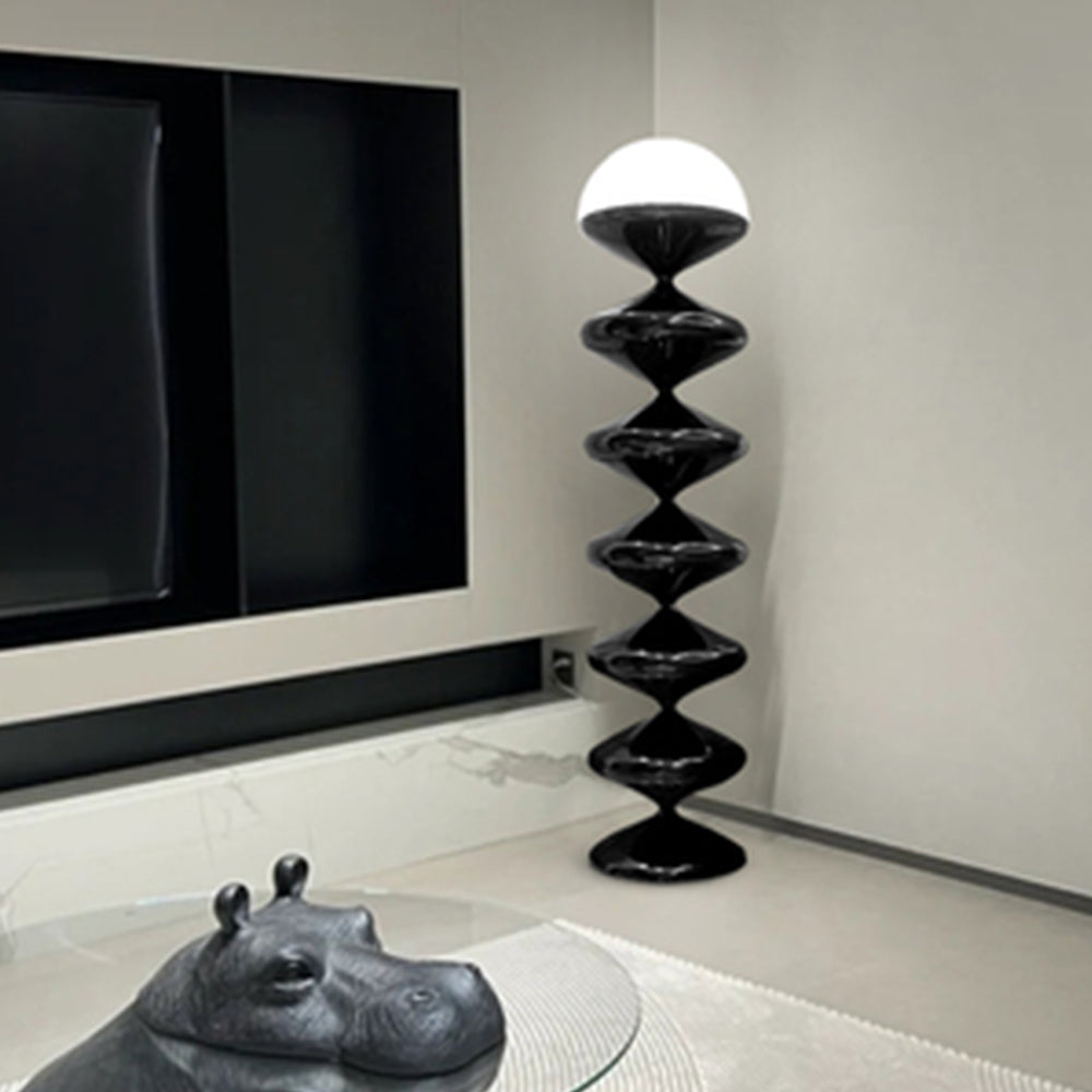 Salgado Bauhaus Gourd Floor Lamp, Black/White - Neutral Decor