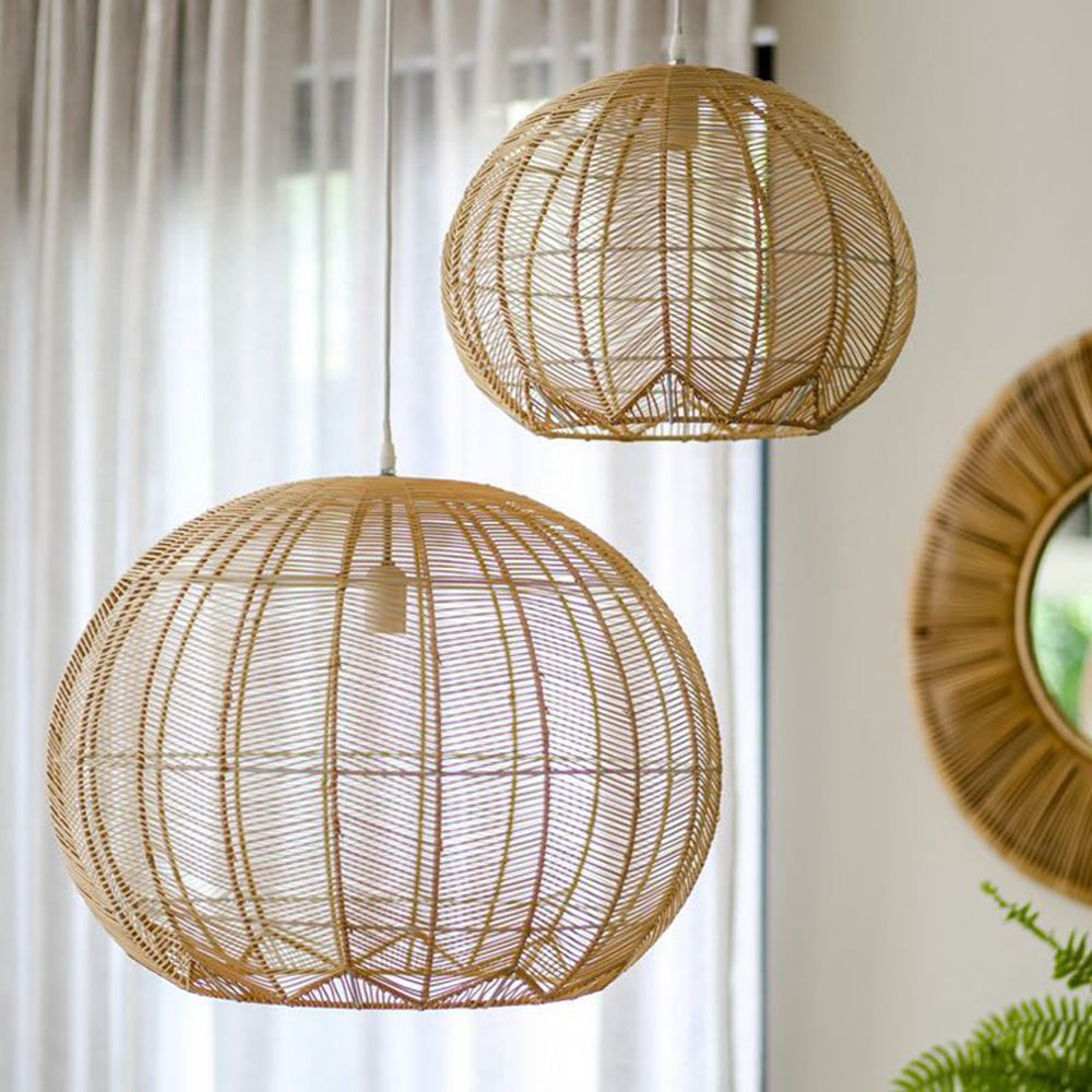 Ritta Designer Round Handmade Rattan Pendant Light, Dining Room - Neutral Decor