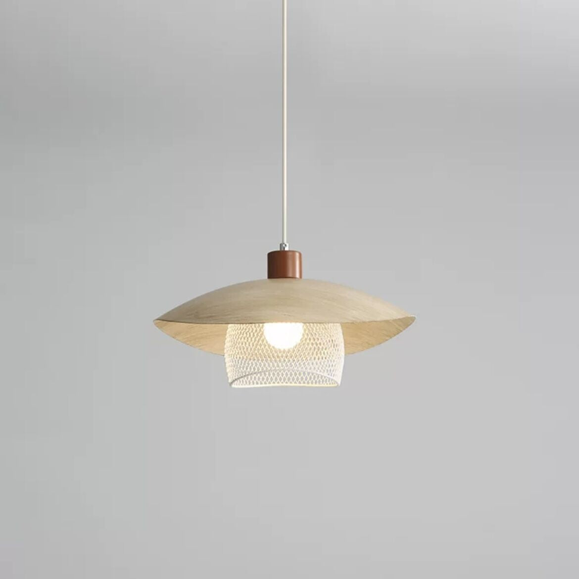 Arisha Modern LED Pendant Light Beige/Green/Wood Dining Room - Neutral Decor