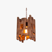 Epoch Retro Rectangular Metal & Wood Pendant Light - Neutral Decor